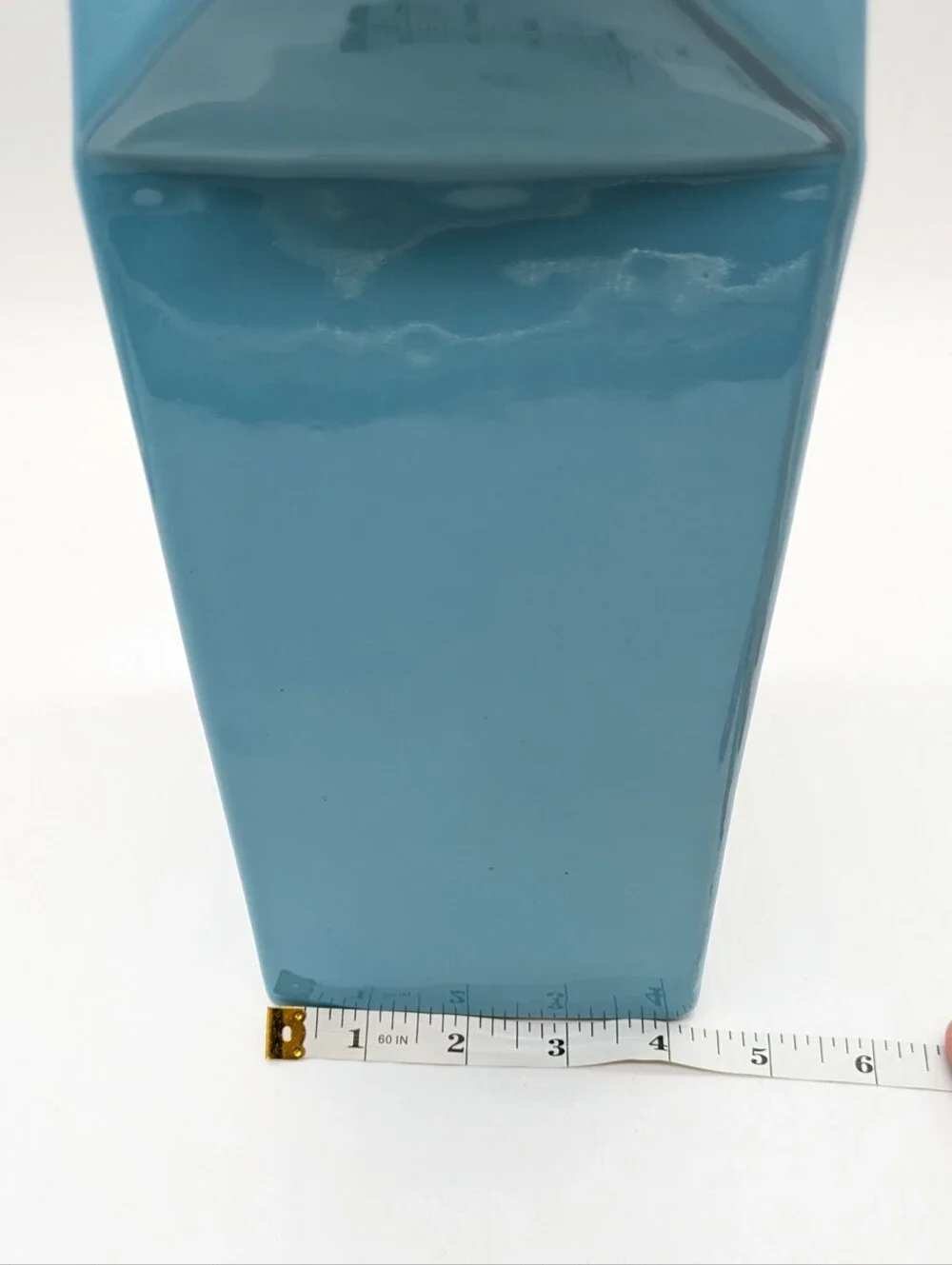 Large Blue Ceramic Novelty Milk Carton Vase